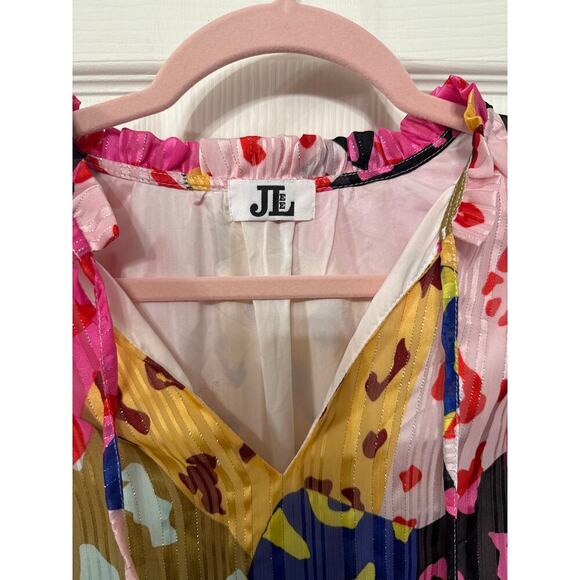 J Lee Chic Rose Leopard Print Multicolor Short Sleeve Dress, M - Picture 2 of 6